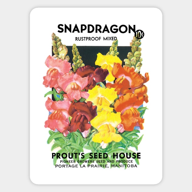 Vintage Snapdragons Seed Packet Sticker by MasterpieceCafe